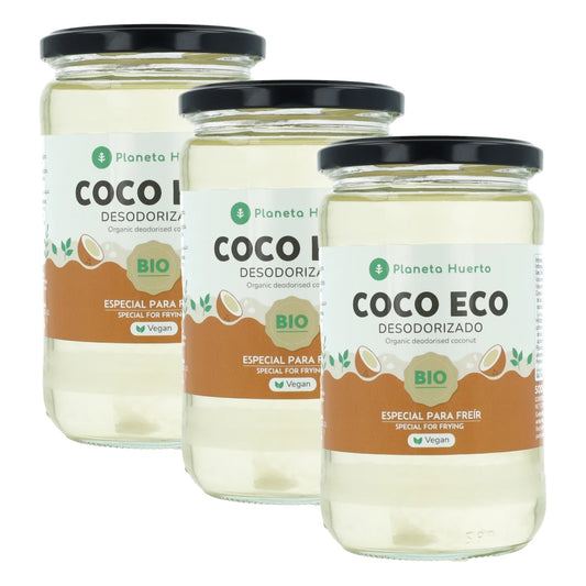 Confezione 3xOlio di cocco biologico deodorato ECO Planeta Huerto 500 ml