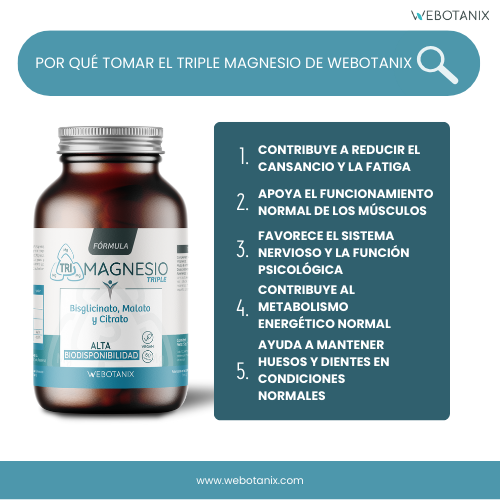 Triplo magnesio (bisglicinato, malato e citrato) Formula vegana, WeBotanix, 120 capsule