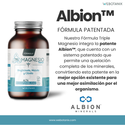 Triplo magnesio (bisglicinato, malato e citrato) Formula vegana, WeBotanix, 120 capsule