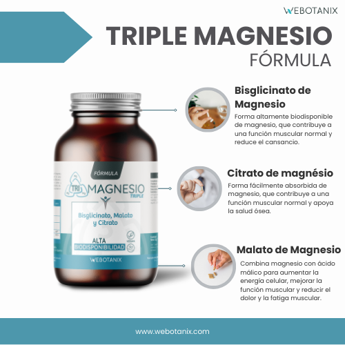 Triplo magnesio (bisglicinato, malato e citrato) Formula vegana, WeBotanix, 120 capsule