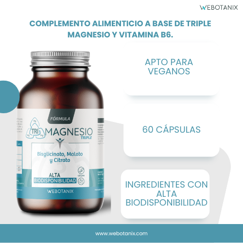 Triplo magnesio (bisglicinato, malato e citrato) Formula vegana, WeBotanix, 120 capsule