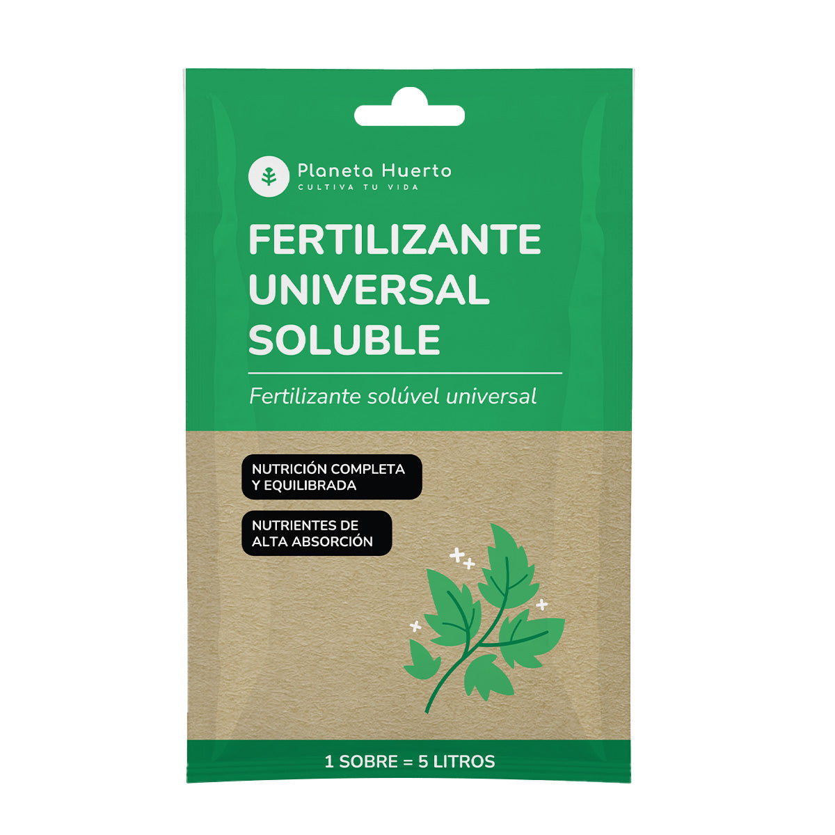 Confezione di fertilizzante universale solubile Planeta Huerto 5 pezzi per 25 l